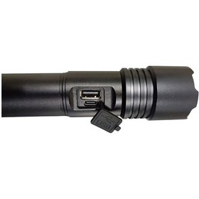 Resim Büro Ev Ofis İş Güvenliği İçin 2800mah Şarjlı Lamba 1300lm Tg Led Işıklı Zoomlu El Feneri Gri 