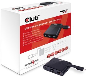 Resim Club3D USB Type-C to Ethernet USB 3.0 USB Type-C Charging Mini Docking Station 