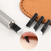 Resim 1 Adet Karbon Çelik Suni Deri Bıçak Bıçağı, boyutu 9.5mm ve 6.5mm, Koruyucu Kılıflı, Suni Deri El Sanatları için Döner Oyma Aleti 