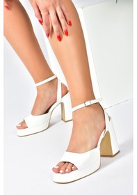Resim Fox Shoes Beyaz Kalın Platform Topuklu Kadın Ayakkabı M570345609 Beyaz 