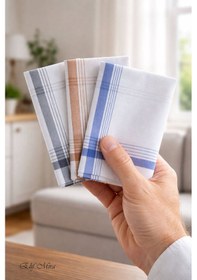 Resim Hepsine Rakip 12 Li Erkek Cep Yaka Mendil Seti 40x40 Cm Pamuklu Mirfatih Mavi 