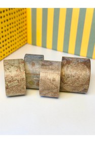 Resim Padme studio 4 lü Retro Style Washi Bant / Retro Harita Temalı 