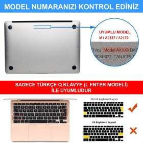 Resim NovStrap Macbook Air 2018-2020 13 Inch A2179 ile Uyumlu Türkçe Q Klavye Slim Şeffaf Klavye Koruyucu Kılıf 