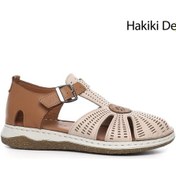 Resim Gönderi R Bej Dolgu Topuk Hakiki Deri Sandalet Bej 