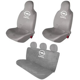 Resim Opel Astra Penye Oto Koltuk Kılıfı - Marka Logo Baskılı - Gri 