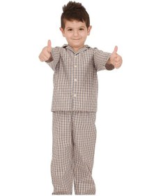 Resim The Nuba The Don Bej-Lacivert Ekose Desenli Erkek Çocuk Pijama Takımı (9-1 