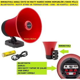 Resim Mıknatıslı Araç Üstü Bluetooth - Usb -sd Kartlı - Şarjlı 