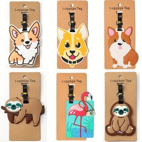 Resim Silikon Sevimli Bagaj Etiketi Seyahat Aksesuarları Yaratıcı Corgi & Kedi Valiz Taşınabilir Seyahat Etiketi ID Adres Tutucu 