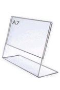 Resim Pleksiglas Ürünleri A7 L Tipi Yatay Masa Üstü 10'lu Paket / 2 mm Şeffaf Pleksi Föylük / Broşürlük / Menü 