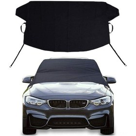 Resim Wezone Küçük Boy 190x107cm Siyah Oksford Kumaş Araba Camı Kar Perdesi - Su Geçirmez Isı Sağlayıcı Kalın Kar Kapağı 