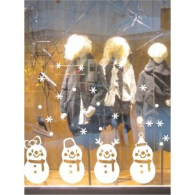 Resim Beyaz Dört Noel Kardan Adam Desen Duvar Çıkartmaları 