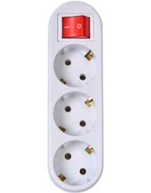 Resim Smart Socket SS3AKAGLB 3'lü Akım Korumalı & Anahtarlı Fiş Priz Golyad Beyaz 