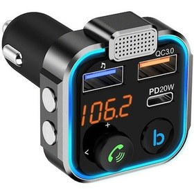 Resim Rogfer Bt23 Siyah Oto Mp3 Bluetooth Çalar Usb, Fm Transmitter, Dört Yönlü Joystick, Müzik Ritimli Solunum Işıklandırması 