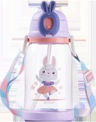 Resim Velvettides Pipet İle Sevimli Büyük Kapasiteli Plastik Su Bardağı Erkek Ve Kadın Öğrenciler Sızdırmaz Bardak Açık Çapraz Omuz Uzay Fincan Toptan Mor 