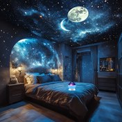 Resim 1 adet YETHKE Renkli Yıldız ve Ay Gece Lambası Projektörü - Çok Renkli Değişken 360° Döndürme USB Güçlü LED Işık Yatak Odası Atmosferi için, Noel Hediyesi, Modern Fantazi Tema Ev Dekoru, Plastik Yapı, Tatil Hediyesi Fikri, Ay Işığı, Dekoratif Gece Lambası, Fantazi Tema Dekoru, Plastik Işık Projektörü 