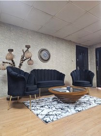 Resim Zafir İstiridye Takım Gold Kaplama Sivriltme Ayak Çay Seti Koltuk Takımı Siyah 