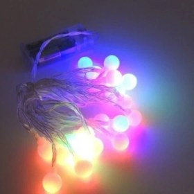 Resim 3m 20 LED Beyaz Top Rgb Işık Pilli 2 Kademeli 