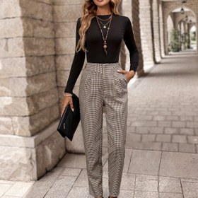 Resim Kadın Şık Pantolon - Düğmeli Uzun Pantolon, Ofis, Parti, Günlük Kullanım İçin İç Göstermeyen Kumaş - Tüm Sezonluk Resmi & Günlük Pantolon - Kolay Ütülenebilir Kadın Pantolonu, Parti Kıyafeti, Ofis Giyimi, Klasik Tasarım, Dayanıklı Yapı, Şık Alt Giyim 