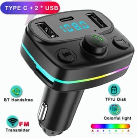 Resim Smith Rgb Bluetooth Araç Kiti Fm Transmitter Usb Type-c Mp3 Sd Kart Flash Için Uygun Pd Çakmaklık Girişli 