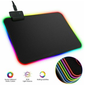 Resim Unico Rgb Led Işıklı Baskısız Siyah Gaming Mouse Pad 35 X 30Cm 