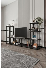 Resim Masivo Tv Sehpa Kitaplık Siyah Siyah 