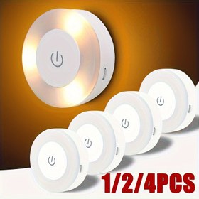 Resim 1/2/4 adet LED Dokunmatik Sensör Gece Lambası, 3 Modlu USB Şarj Edilebilir Manyetik Taban Duvar Lambaları, Daire Taşınabilir Karartma Gece Lambası, Oda Dekoru, İç Mekan Kullanımı, Elektronik Bileşenler Yok, ≤36V Çalışma Gerilimi, Lityum Polimer Pil, USB Şarj, Anakart Yok, Pil Gerektirmez, USB Lambalar 