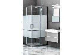 Resim Durul Kare Duşakabin 5mm Temperli Kumlama Box Desen Alüminyum Malzeme H:190 cm 