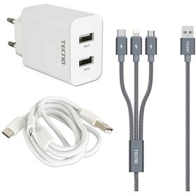 Resim Tecno Samsung Tab E SM-T560 Çift UsbA Type-C Lightning Micro Şarj Aleti 