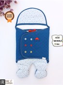 Resim Tomuycuk Mavi Erkek Bebek Battaniyesi & Ayaklı Uyku Tulumu - %100 Pamuklu Dış Kundak 