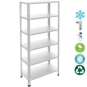 Resim RafBurada 6 Katlı Duble Paslanmaz Krom Raf - Inox Soğuk Oda Rafı, Buzhane Rafı 59x93 cm-200 cm-1.00 mm 