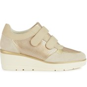 Resim Geox Women's Beige Ilde Thick Soled Leather Sneaker Derimod