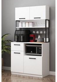 Resim Ervin Kahve Köşesi Airfry Kiler Dolabı Beyaz Beyaz 