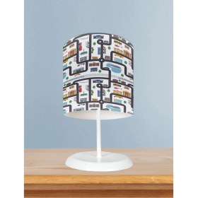 Resim Bebek ve Çocuk Odası Şehir Desenli Yollu Abajur 