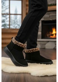 Resim Siyah Leopar Kürklü Soğuğa Dirençli Kaymaz Kadın Bot 25001 Z Siyah-leopar 