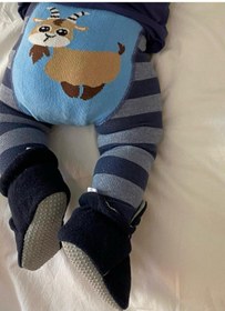 Resim Petit Boom Bebek Triko Tayt & İçlik Puanlı Çizgili Keçi Desenli 