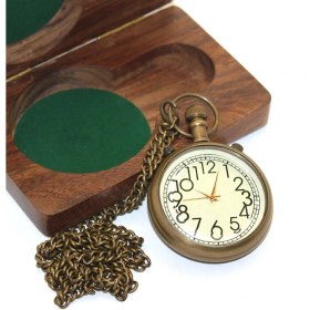 Resim BT Teknik Ahşap Kutulu Pirinç Köstekli Saat Model 3 