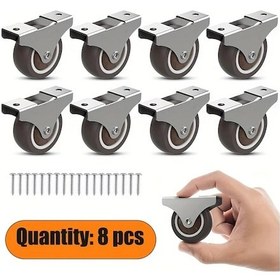 Resim Dashanshop 8 Adet 2 Inç Tpr Yönlü Rulmanlı Döner Tekerlek Mobilya Tekerleği 