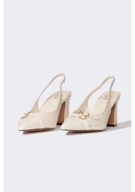 Resim DeFacto Kadın Yüksek Taban Suni Deri Topuklu Sandalet E2518AX25SMBG123 Bej 