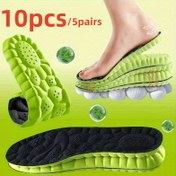Resim 10 adet (5 Çift) Unisex Nefes Alabilen Sünger Spor Tabanlıkları - Emici, Yumuşak, Esnek, Hafif, Desteksiz, Taban ve Burun Yastığı, Bal Petek Deseni ile Parlak Yeşil - Çeşitli Boyutlarda Mevcut 