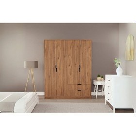 Resim Moderno Xl 4 Kapaklı 2 Çekmeceli Gardırop Geniş Aileler İçin Şık Çözüm Atlantik Çam 