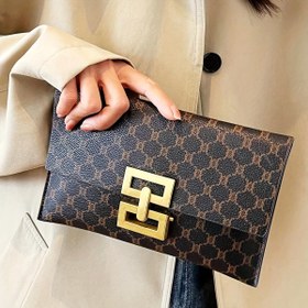 Resim LABOONOO Kadınlar için Geometrik Desenli Kavrama - Altın Tonlu Tokalı, Şık Beyaz Sentetik El Çantası, Rahat veya Resmi Durumlar İçin Kompakt ve Taşınabilir, Çok Yönlü Kavrama | Geometrik Desenli Çanta | Sentetik Kavrama, Küçük Çapraz Çanta 