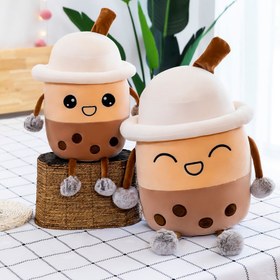 Resim Simulation Milk Tea Cup Cute Expression Pillow Plush Toys - Round eyes / 20cm 