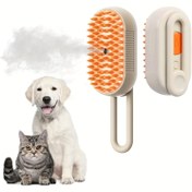 Resim 3'ü 1 Arada Şarj Edilebilir Buharlı Kedi & Köpek Tıraş Fırçası - Ergonomik Saplı Kendi Kendini Temizleyen Masaj Fırçası, USB/Pil ile Çalışan, Gevşek Tüy ve Kepek Çıkartma, Hassas Açık Bej Renkli, Dayanıklı ABS Malzeme, Modern Evcil Hayvan Aksesuarı, Yüksek Kaliteli Kıllar, Büyük Köpekler İçin Köpek Fırçası, Küçük Köpekler İçin Köpek Fırçası, Köpekler İçin Buharlı Fırça, Köpekler İçin Buharlı Fırça, Köpekler İçin Buharlı Fırça, Köpekler İçin Buharlı Fırça 