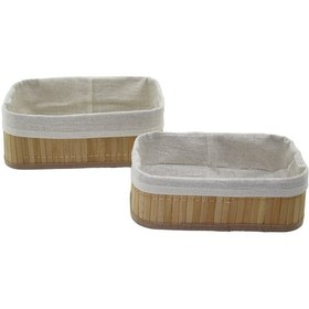 Resim 2li Dikdörtgen Bambu Kenar Organizer Sepet Ahşap Altlık - Be Çok Renkli 