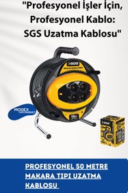 Resim Sgs 50 Metre Makaralı Uzatma Kablosu – 3x1.5 mm² Profesyonel Tip 