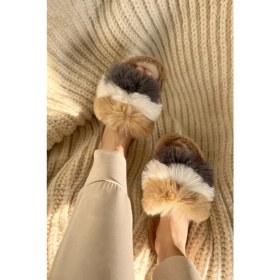 Resim Oct Shoes Kadın Tüylü Peluş Terlik Ev Terliği TS1145 