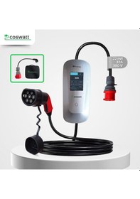 Resim Elektrikli Araba Taşınabilir Şarj Cihazı 22 Kw / 32a / Tip-2 / 5x32a Fiş / Trifaze / 5m / Çantalı / Ev Tipi Dönüştürücü Kablolu 22 Kw 