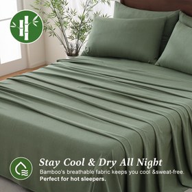 Resim 1 Adet Yumuşak ve Rahat Yazlık Bambu Lif Çarşaf, %30 Bambu + %70 Mikrofiber Kumaş, Açık Bej - Nefes Alabilir, Sıcak Uyuyanlar İçin Serinletici, Makinede Yıkanabilir Kolay Bakım 