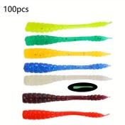 Resim 100 adet Silikon Yumuşak Yemler, Karışık Renkli Solucan İmitasyon Böcek Balıkçılık Yemleri, 4.5cm/1.77in, 0.4g, Kırmızı Solucan, Yumuşak Yem 