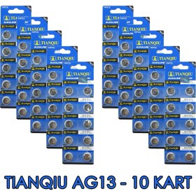 Resim Tianqiu AG13 LR44H 357A A76 SR44SW 1.5 V 100'lü 10 Kart Alkalin Pil 